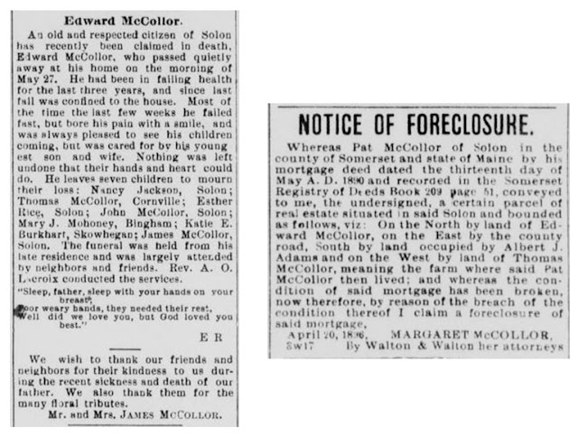 McCollor family reunion September 24, 1922 Peter McCollor and Edward McCollor obituaries