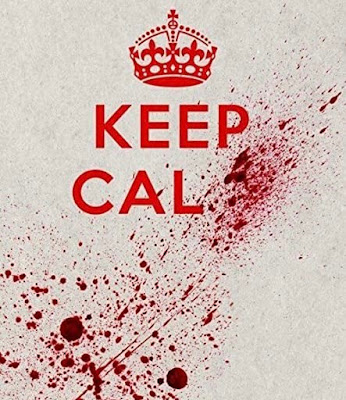 The Keep Calm sign with blood splattered and the M missing