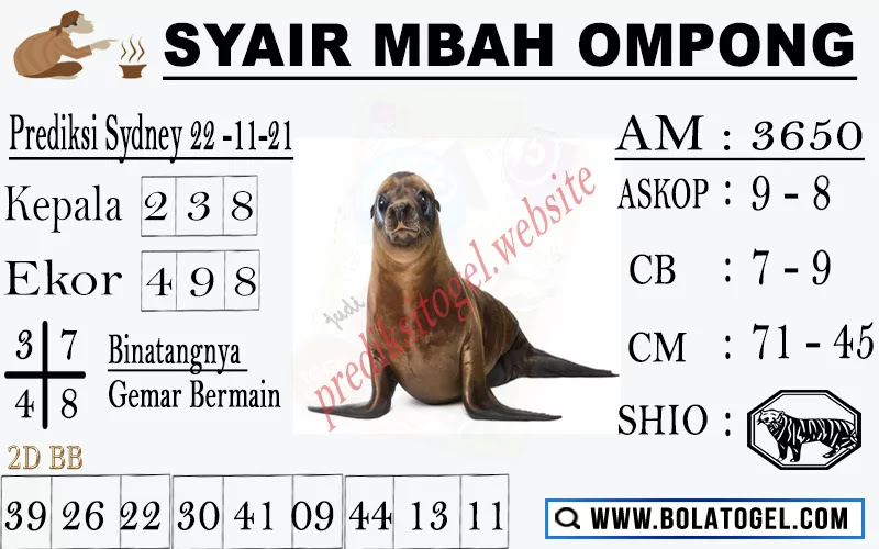 Syair Mbah Ompong Sydney Senin 22 November 2021