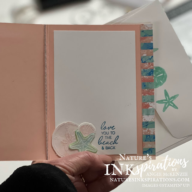 Stampin' Up! Friends are Like Seashells card with embossing (holding inside with envelope) | Nature's INKspirations by Angie McKenzie
