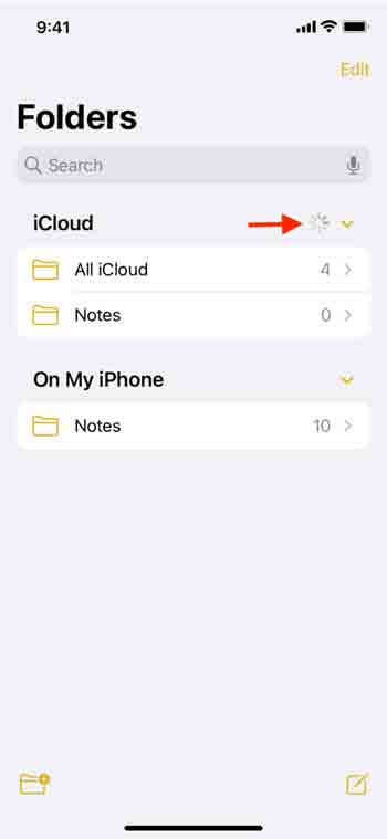 مزامنة الملاحظات من iCloud إلى iPhone