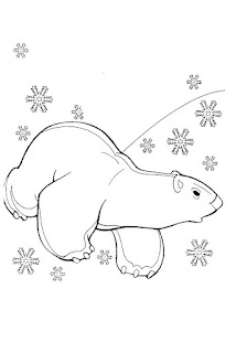 Polar bear in the snow coloring page