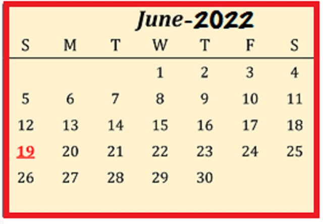 June 2022 with US Holidays