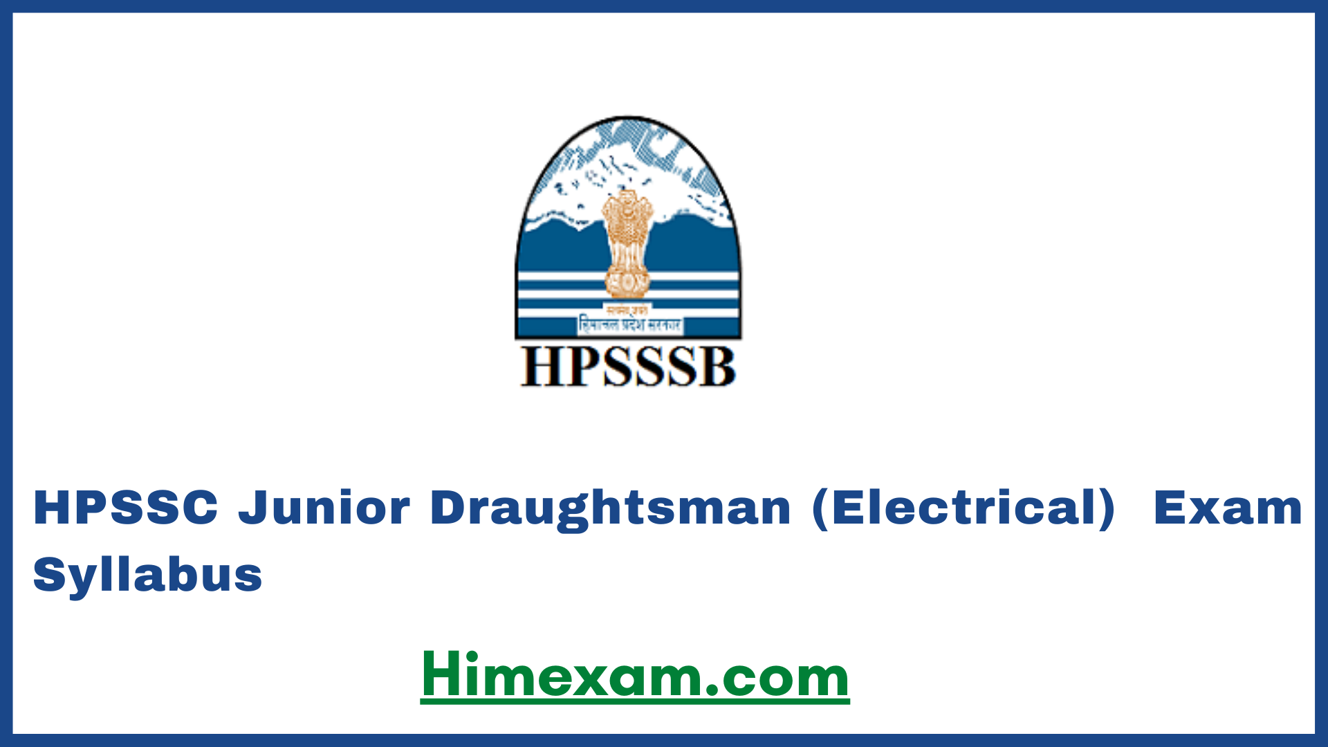 HPSSC Junior Draughtsman (Electrical)  Exam Syllabus