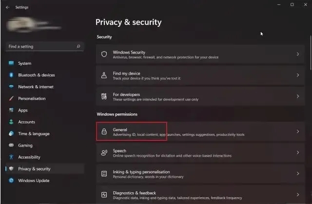 تغيير إعدادات الخصوصية العامة على ويندوز 11