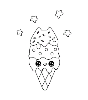 Cute kawaii ice cream coloring page