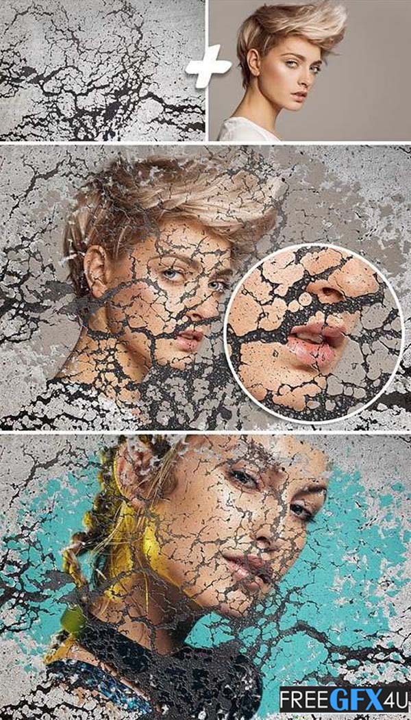 Cracked Wall Photo Effect Mockup