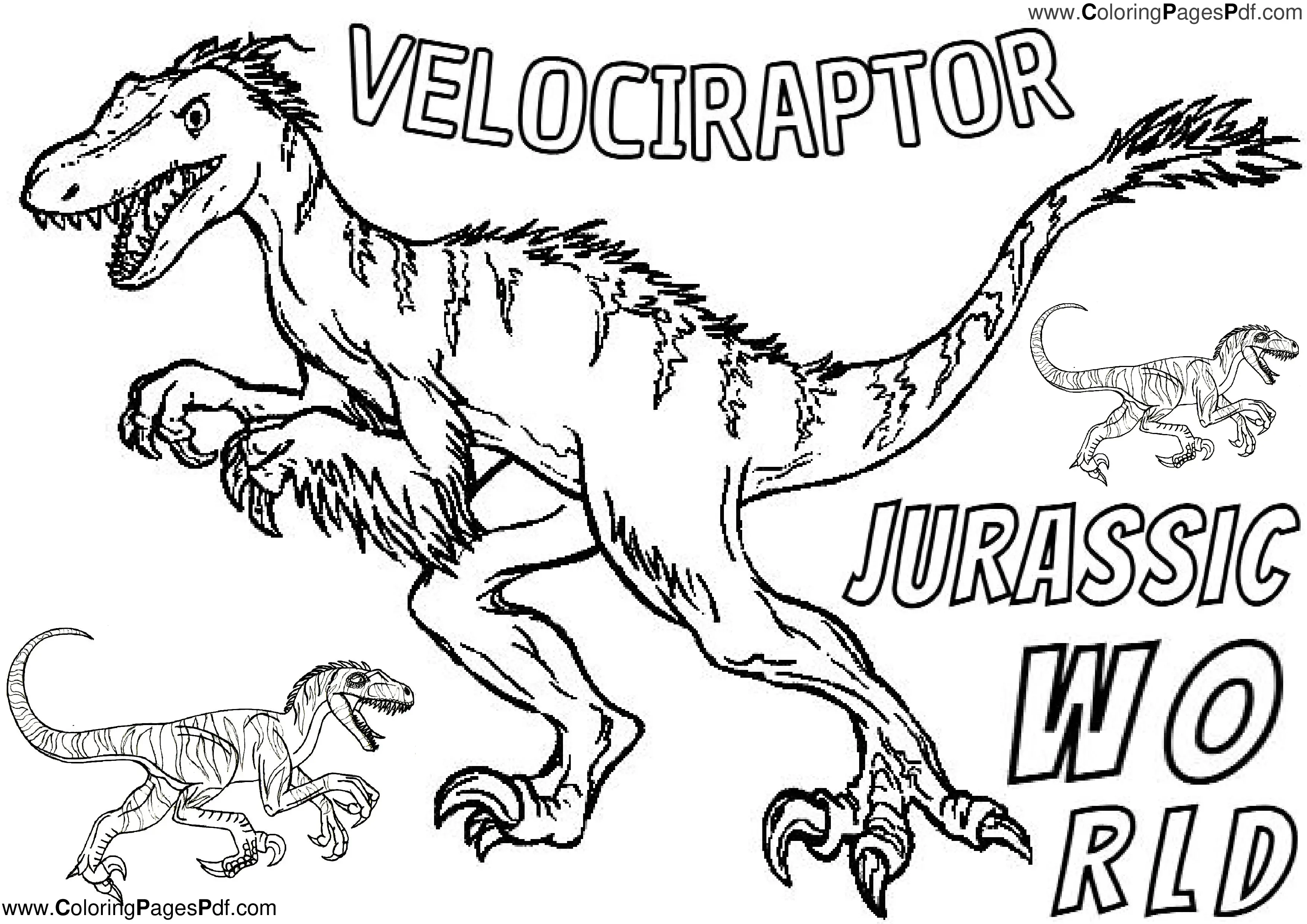Jurassic world coloring pages velociraptor