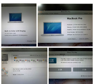 Laptop MacBook Pro A1226 Core2 Duo 2.4GHz 15" RAM 4GB HDD 320GB Seken