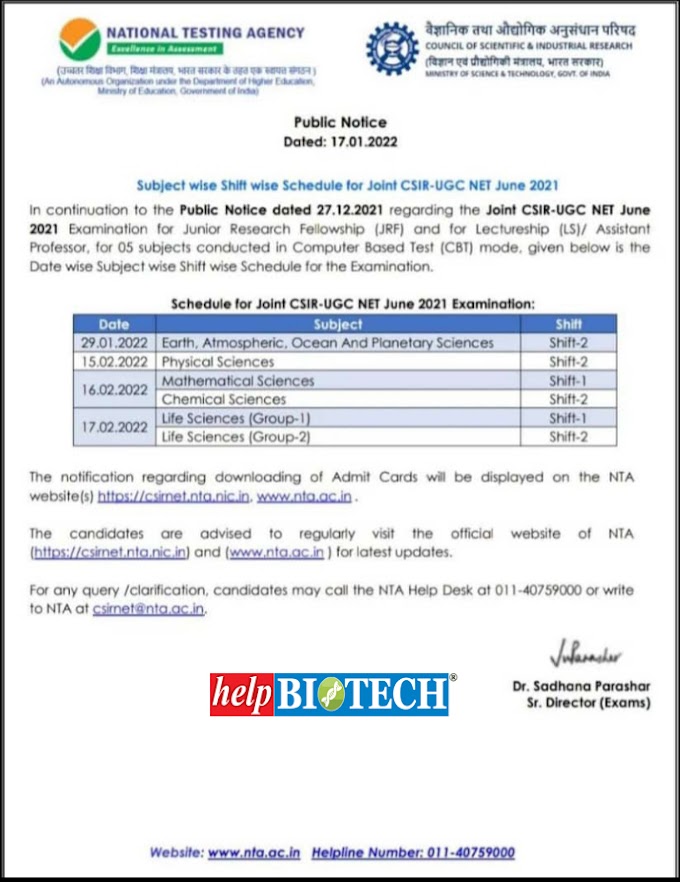 CSIR JRF/NET June 2021 [Life Sciences] held on 17th February 2022 in two shifts 