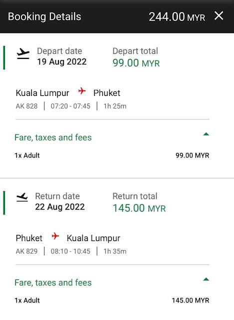 Kuala Lumpur - Phuket : Pergi Balik RM244