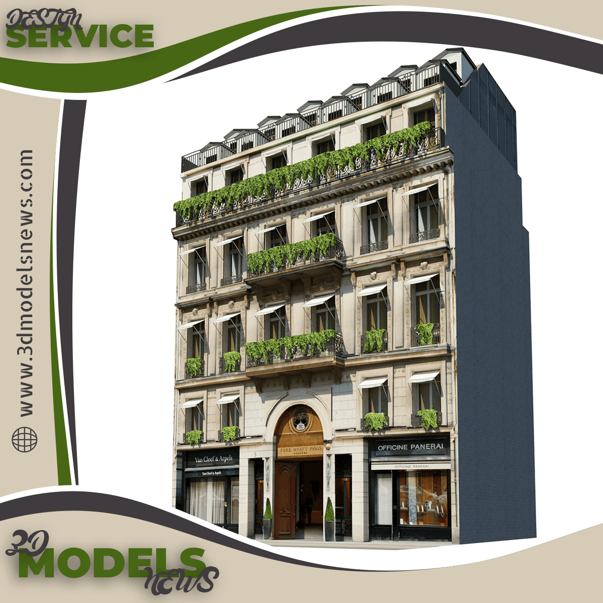 Facade for background Vol 7 Classic Hotel Model