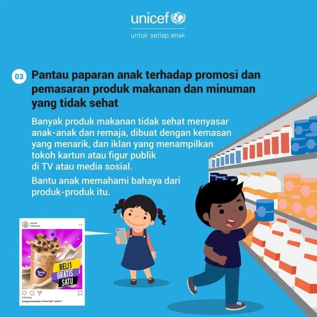 Pantau paparan anak terhadap promosi dan pemasaran produk makanan dan minuman yang tidak sehat