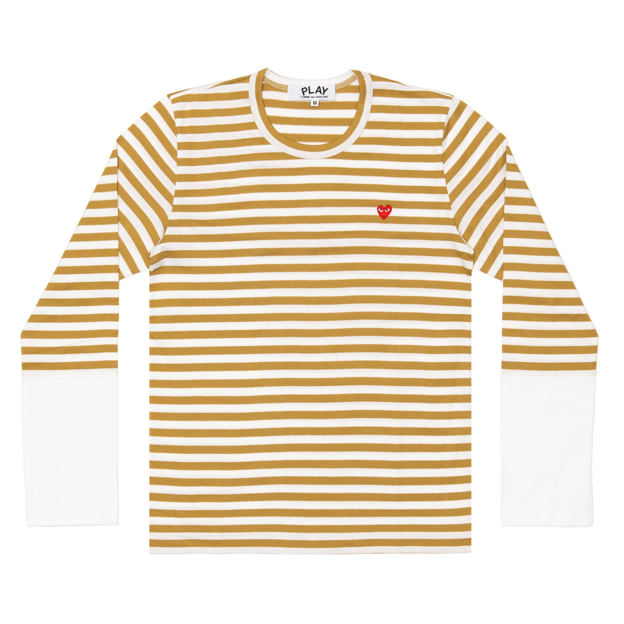 PLAY COMME des GARÇONS Small Red Heart Striped L/S T-Shirt (Olive X White) Ladies: ¥10,010 Men's: ¥10,780