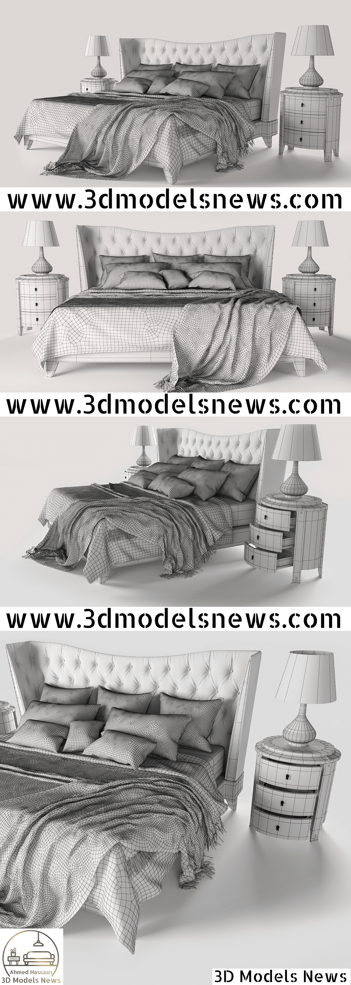 Bed model with bedside tables Fratelli Barri Mestre 2