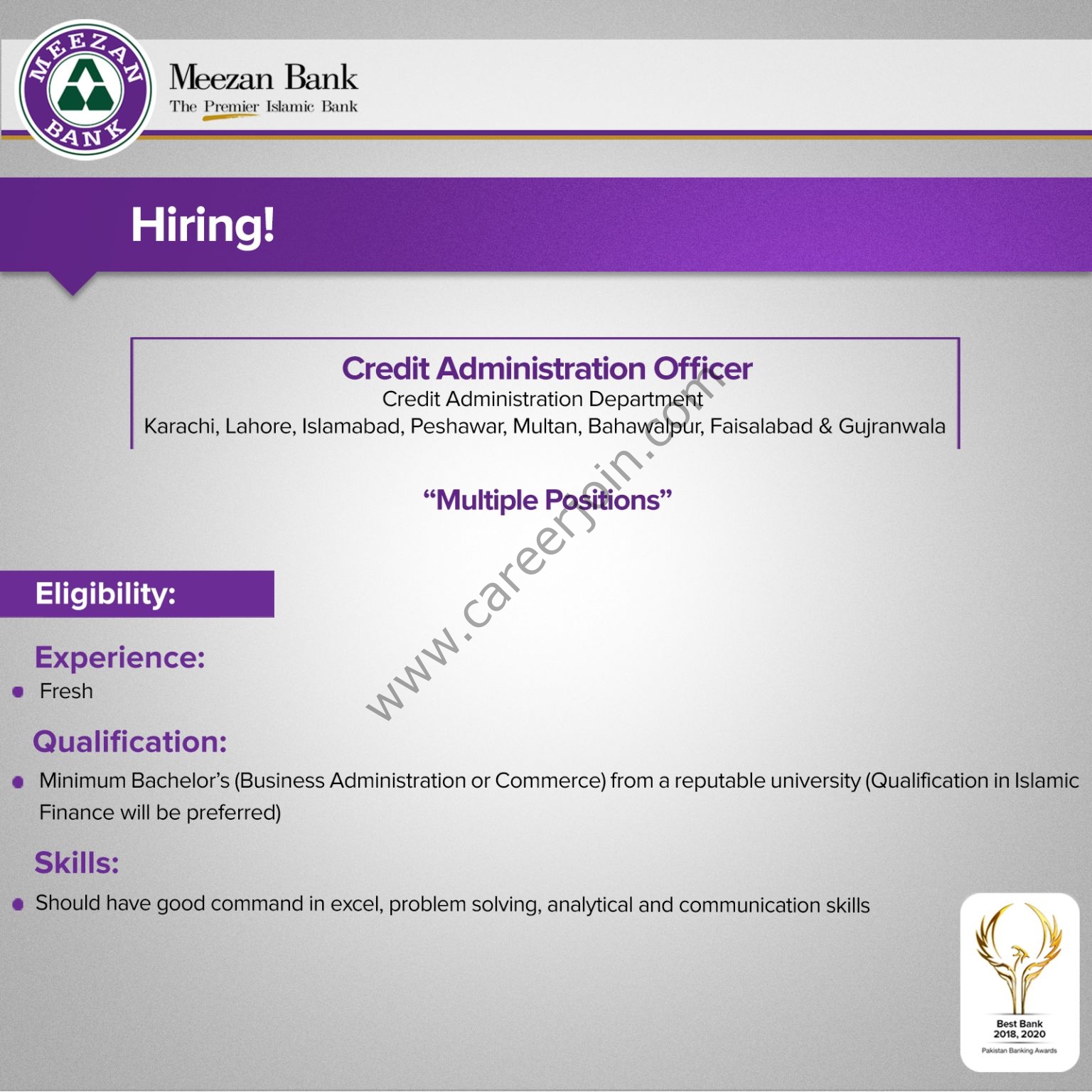 Meezan Bank Limited Jobs Credit Administration Officer