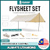 Flysheet Set Camping Sky Curtain with Pole & Rope Outdoor Awning Canopy Tent