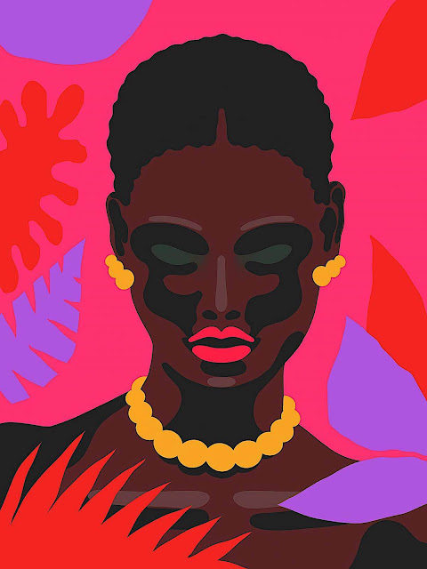 a Lars Madsen Illustration of a beautiful young black woman