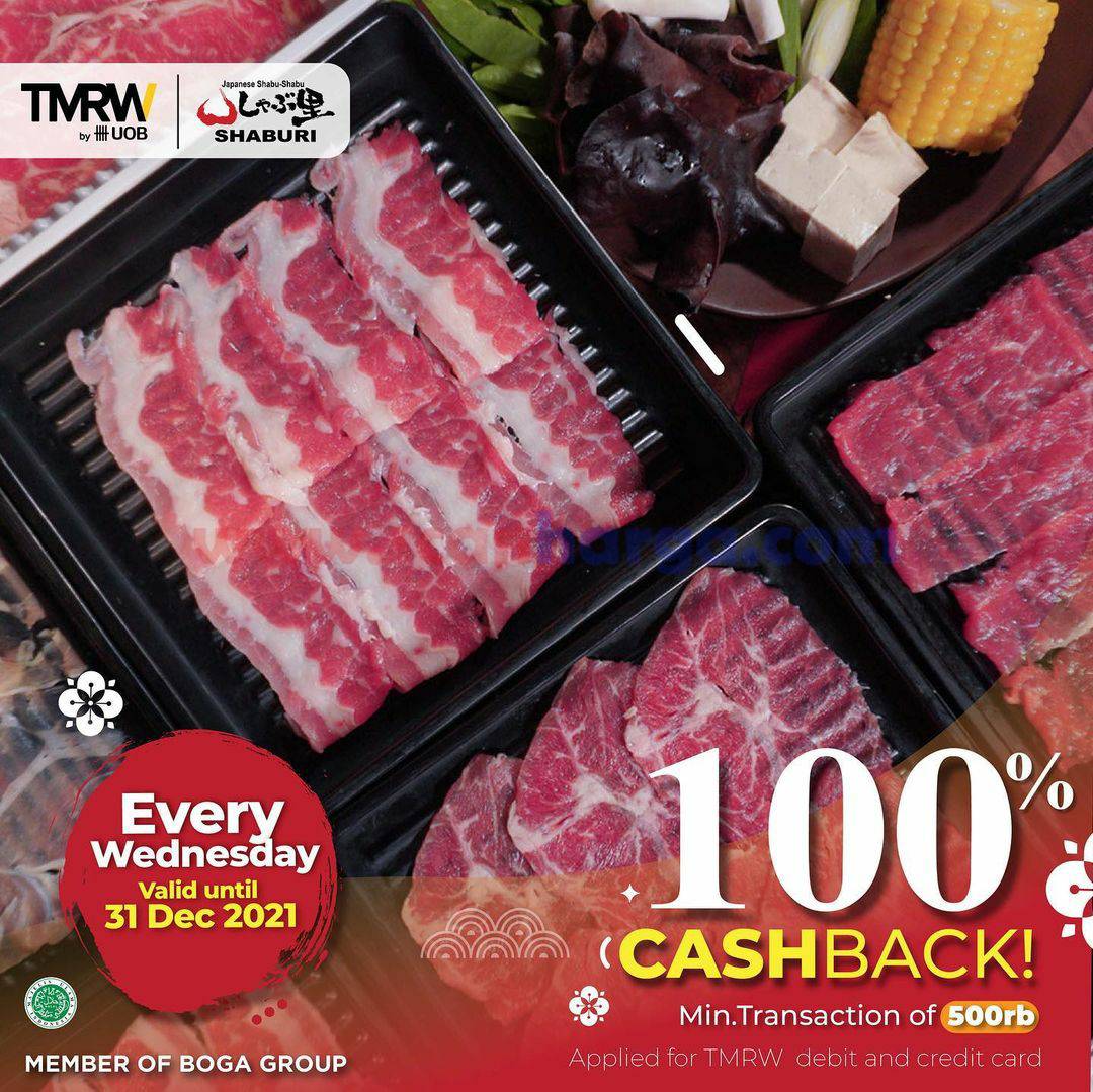 Promo SHABURI CASHBACK 100% dengan Debit /Kartu Kredit TMRW