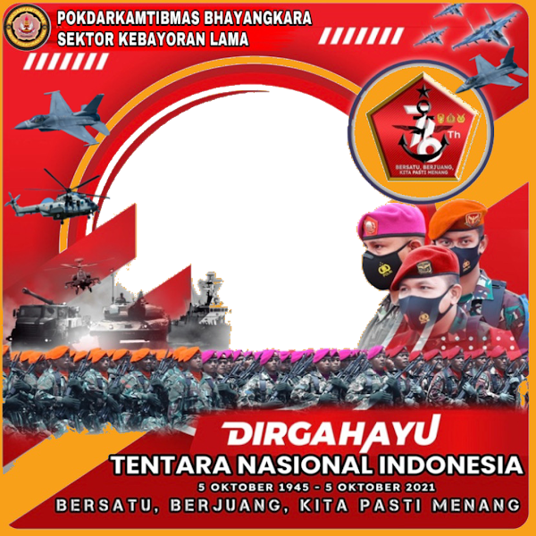 Link Twibbonize Hari Tentara Nasional Indonesia TNI 5 Oktober 2022 id: huttni2021pokdar