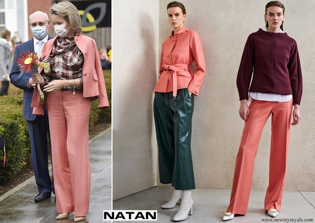 Queen Mathilde wore Natan Patsy Pink Jacket and Piano pink trousers