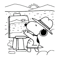 Snoopy paint on the beach coloring pages