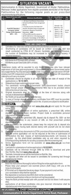 Govt Job in Peshawar KPK (AutoCAD Operator) 2021