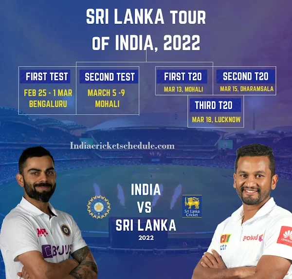 Sri Lanka tour of India 2022 Schedule and fixtures, Squads. India vs Sri Lanka 2022 Team Match Time Table, IND vs SL Captain and Players list, live score, ESPNcricinfo, Cricbuzz, Wikipedia, International Cricket Tour 2021.