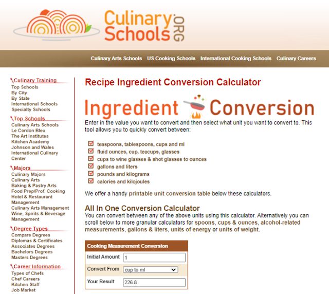 cooking, culinaryschools.org, cooking games, conversion calculator, ideal weight calculator, culinary schools, becoming a chef