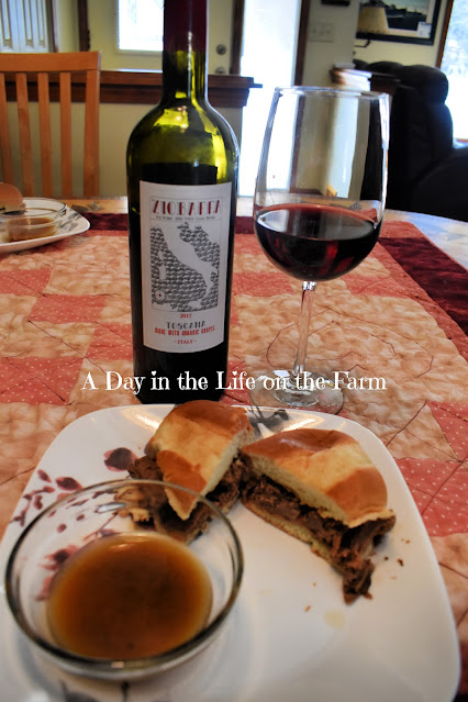 sandwich and wine