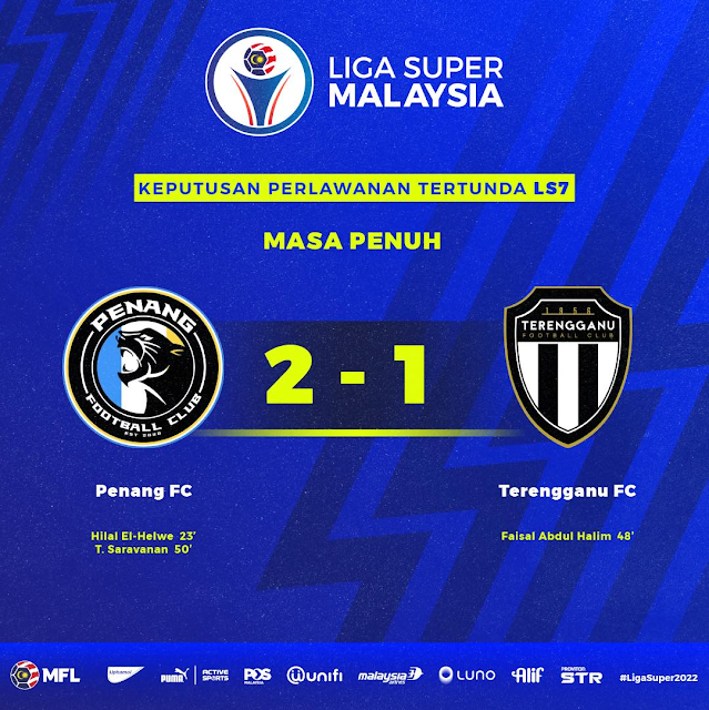 Penang FC Kalahkan Terengganu FC, Raih Kemenangan Pertama