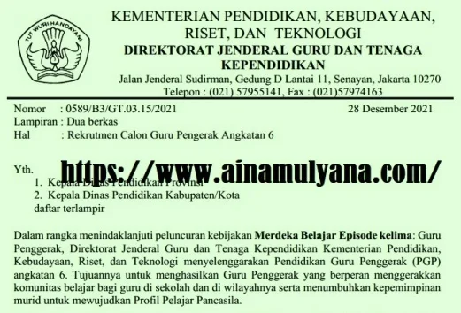 Jadwal Pendaftaran Rekrutmen Calon Guru Penggerak Angkatan 6 Mulai 10 Januari – 18 Februari 2022