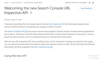 Google Developers Rilis Menyambut API Inspeksi URL Search Console baru 31 Januari 2022