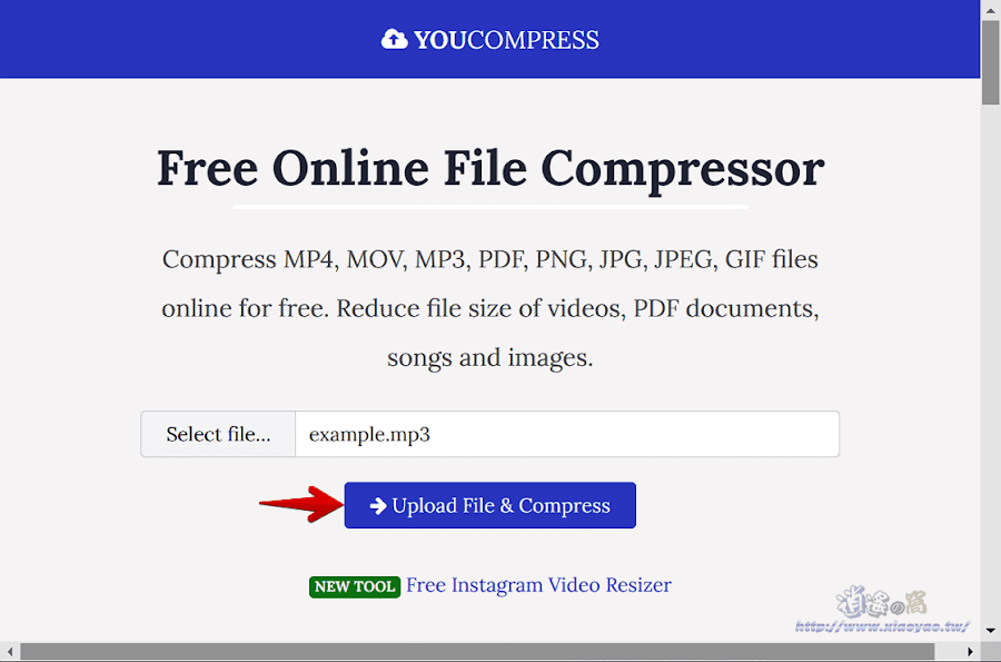 YouCompress 免費線上檔案壓縮．減少圖片、影音、文件容量