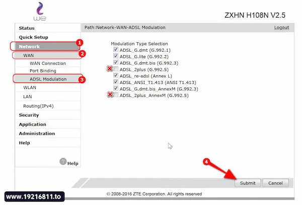 تحديد سرعة النت من الراوتر we اصدار zxhn h108n