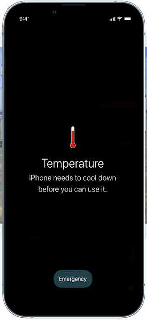 تحذير درجة حرارة iPhone على الشاشة