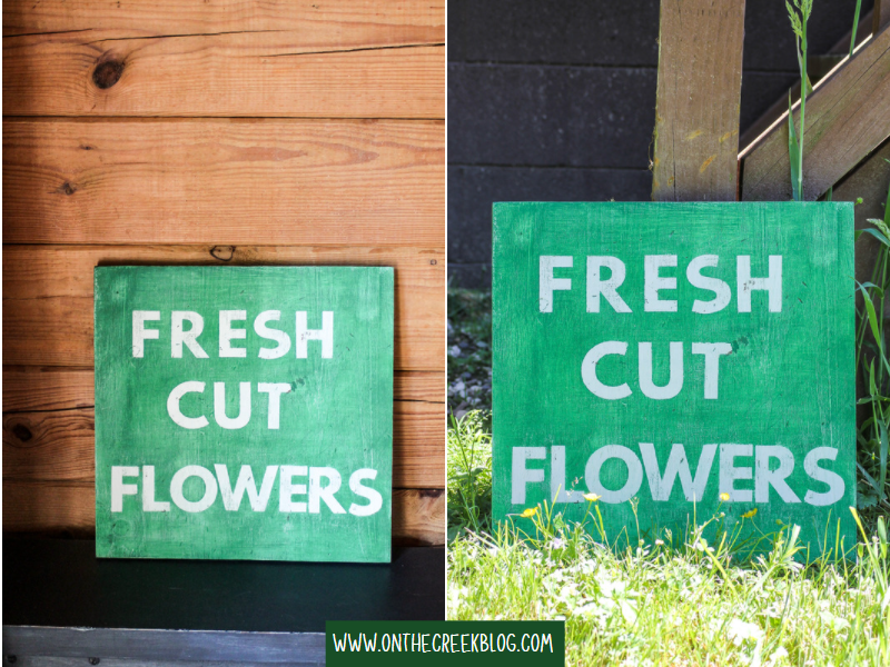 'Fresh Cut Flowers' handmade sign with Cricut | On The Creek Blog // www.onthecreekblog.com
