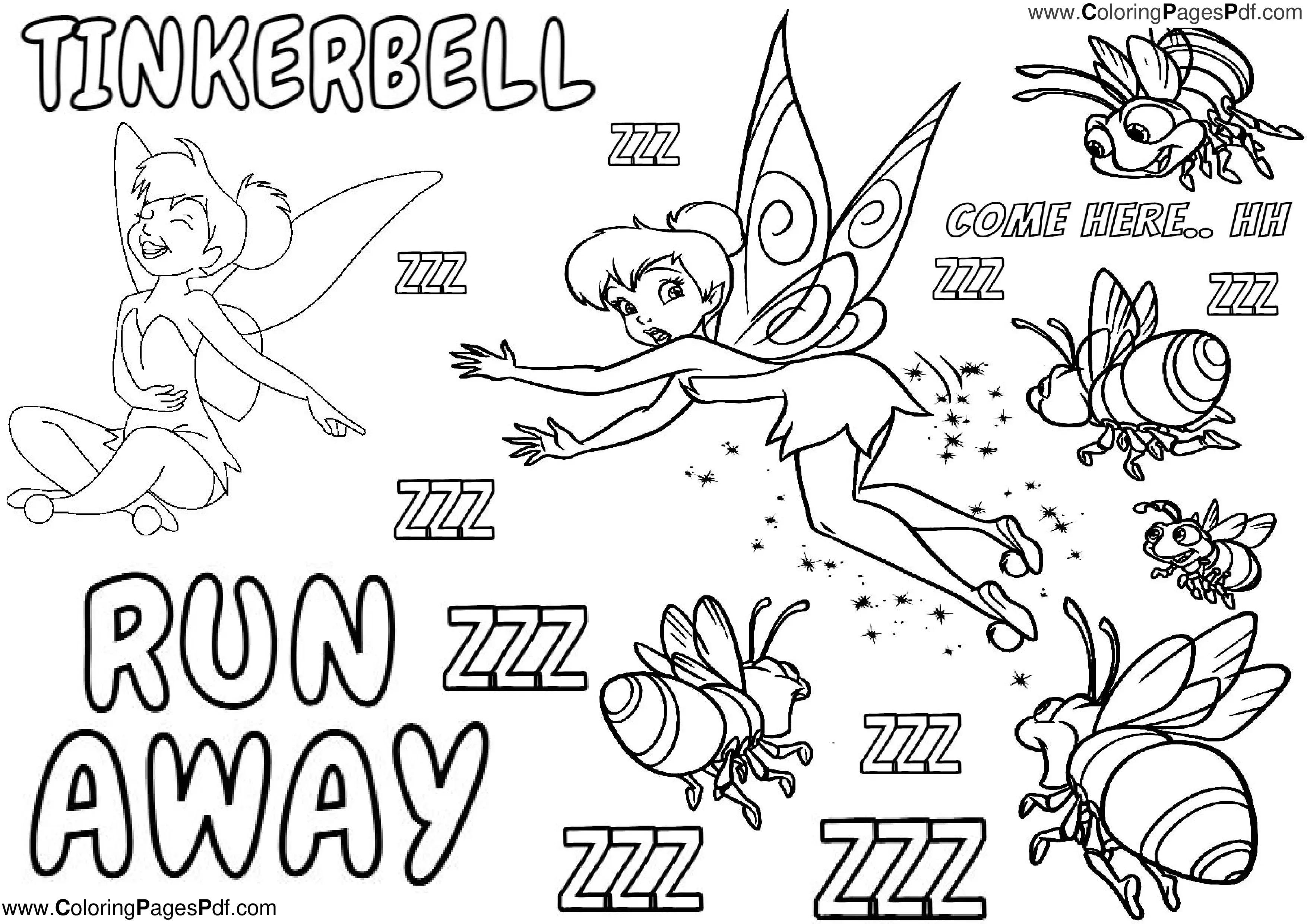 Printable tinkerbell coloring pages