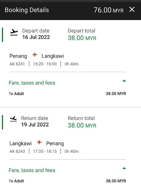 Penang - Langkawi : Pergi Balik RM76