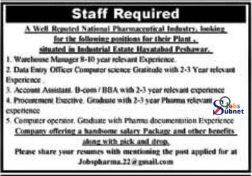 Today New Latest Pharmaceutical Company Jobs (in Peshawar) 2022 Advertisement