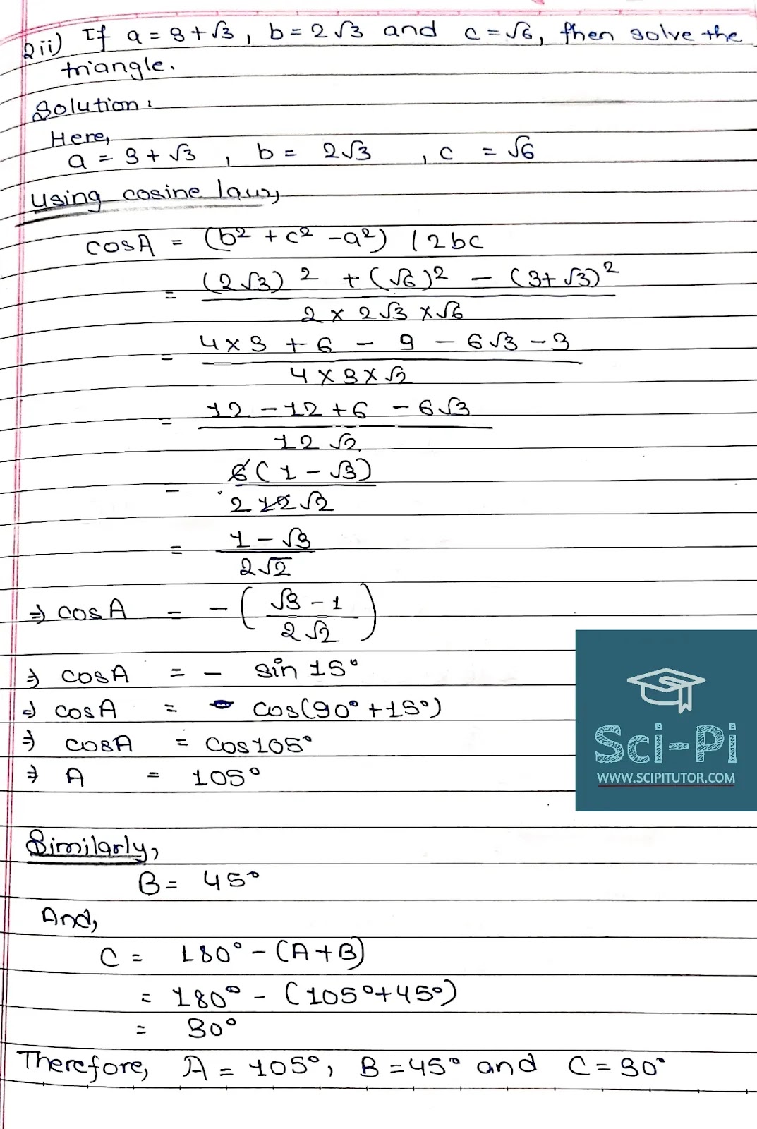 Solutions of Triangle Basic Mathematics Grade 11 Solutions