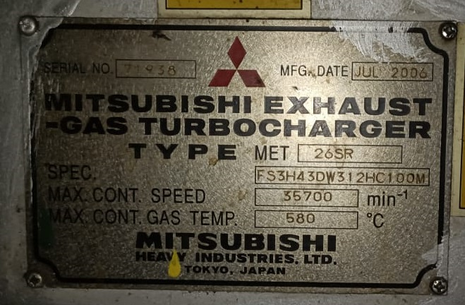 MITSUBISHI MET 26SR TURBOCHARGER.