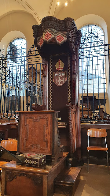 Fancy chair which is about 15 feet high in Derby Cathedral