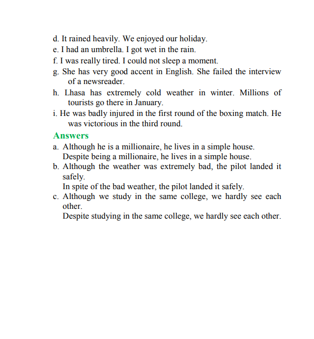 Class 12 grammar Connectives