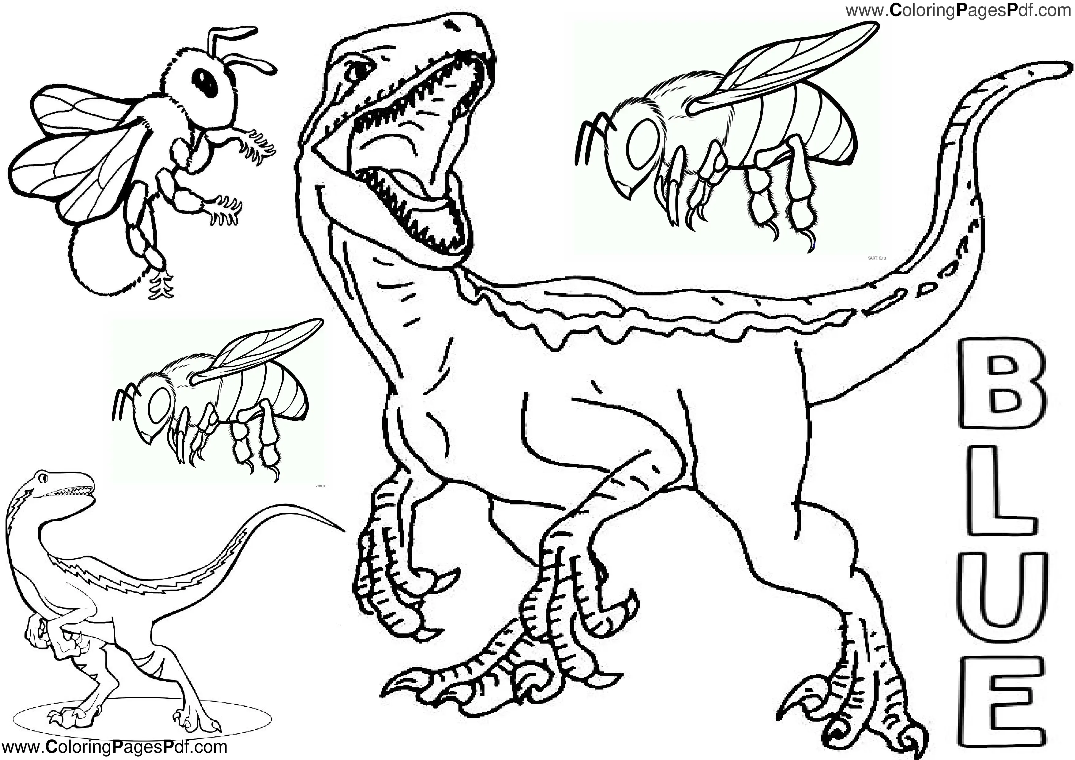 Jurassic world coloring pages blue
