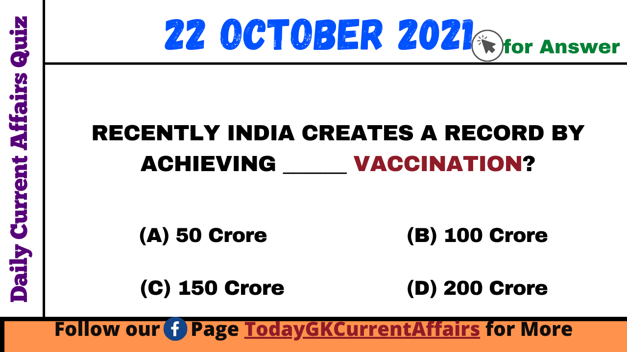 Today GK Current Affairs on 22nd October 2021