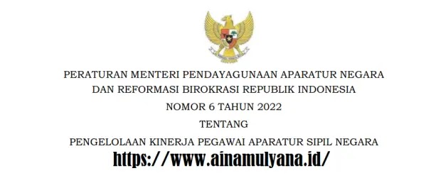 Permenpan Rb Nomor 6 Tahun 2022 Tentang Pengelolaan Kinerja Pegawai Aparatur Sipil Negara (ASN)