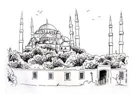 Sultan Ahmet Camii çizimi Renkli