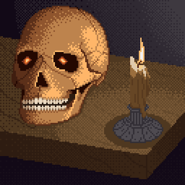Pixel art created for Octobit. Day 26: Skull