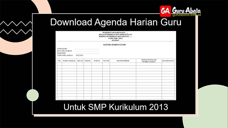 download contoh agenda harian jurnal guru smp kurikulum 2013